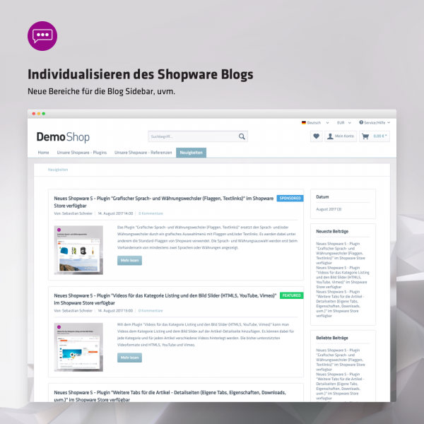 Individualisieren des Shopware Blogs (neue Bereiche für die Blog Sidebar, uvm.)